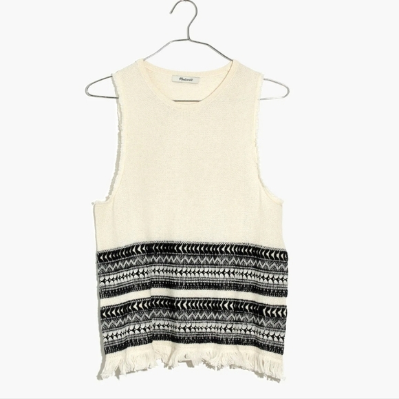 Madewell Villagrove Sweater Tank Size Large Bright Ivory BoHo Minimalist Summer - Picture 3 of 12